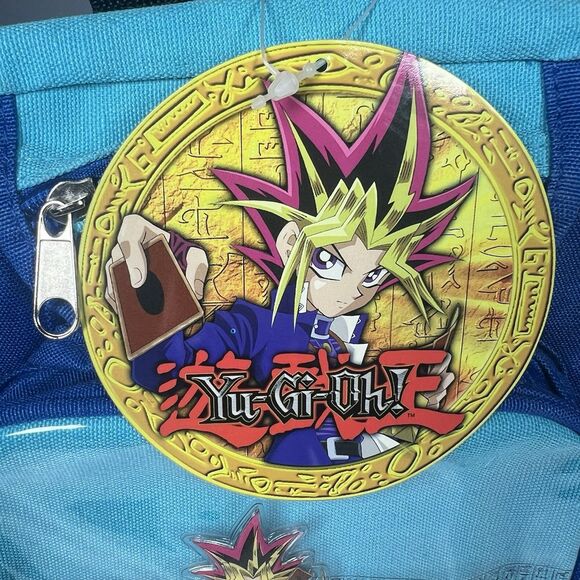 Rare New Old Stock Vintage 1996 Yu-Gi-Oh Canvas Backpack with water bottle Blue - Picture 8 of 9